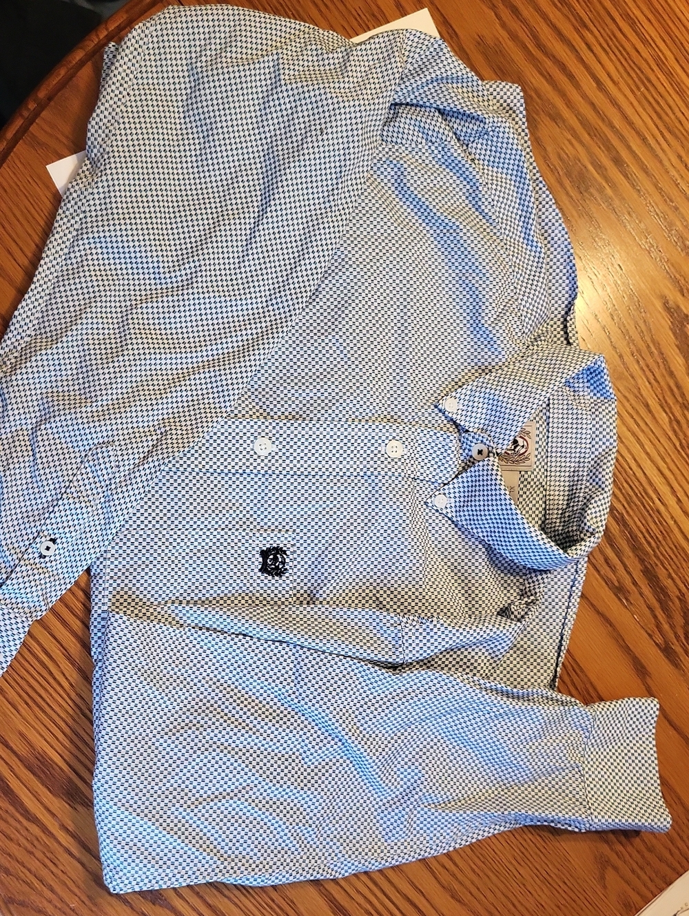 Cinch Boys YOUTH Patterned Button-Down Shirt in Light Blue